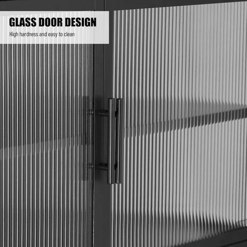 Meuble de rangement à portes en verre trempé double avec étagère réglable