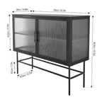 Meuble de rangement à portes en verre trempé double avec étagère réglable