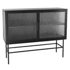 Meuble de rangement à portes en verre trempé double avec étagère réglable