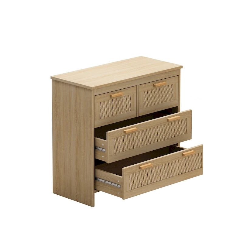 Meuble de rangement 4 tiroirs en rotin, pour chambre, salon, salle à manger, couloirs