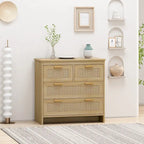 Meuble de rangement 4 tiroirs en rotin, pour chambre, salon, salle à manger, couloirs