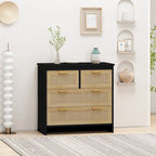 Meuble de rangement 4 tiroirs en rotin, pour chambre, salon, salle à manger, couloirs