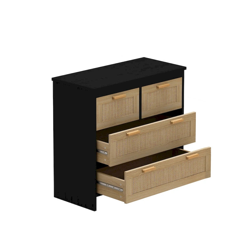 Meuble de rangement 4 tiroirs en rotin, pour chambre, salon, salle à manger, couloirs