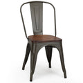 Chaise empilable de bistrot/café avec structure en métal et assise en bois - Voir les descriptions