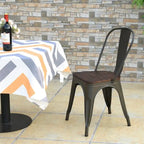 Chaise de salle à manger empilable de bistrot/café avec structure en métal et assise en bois