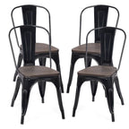 Chaise de salle à manger empilable de bistrot/café avec structure en métal et assise en bois