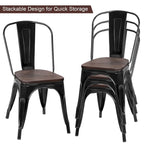Chaise de salle à manger empilable de bistrot/café avec structure en métal et assise en bois