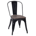 Chaise de salle à manger empilable de bistrot/café avec structure en métal et assise en bois