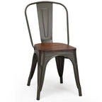 Chaise de salle à manger empilable de bistrot/café avec structure en métal et assise en bois