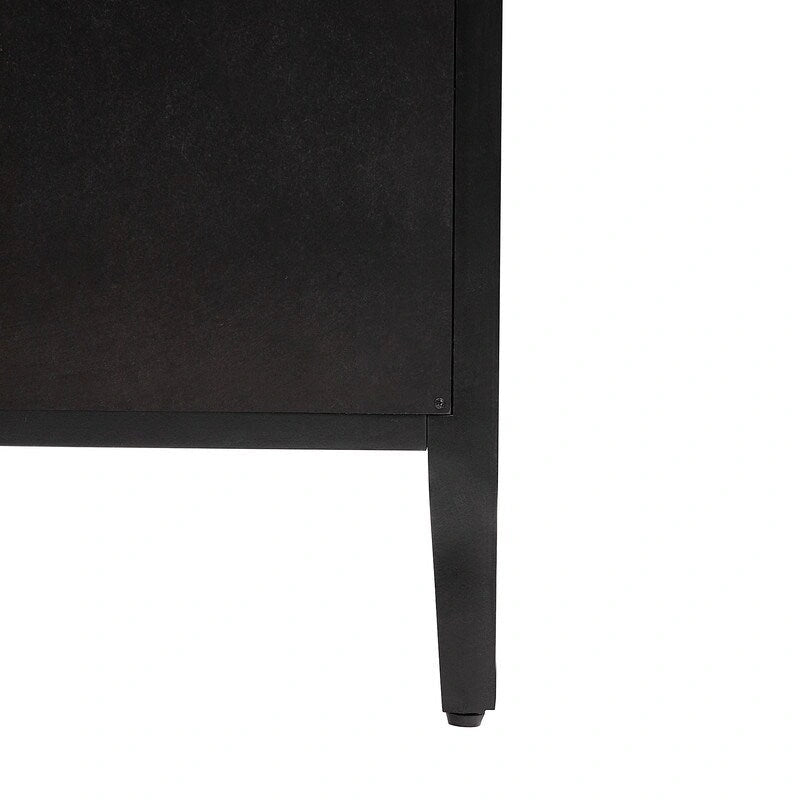 Meuble de rangement en bois avec trois portes en verre trempé et étagère réglable, convient pour le salon, le bureau et l'entrée