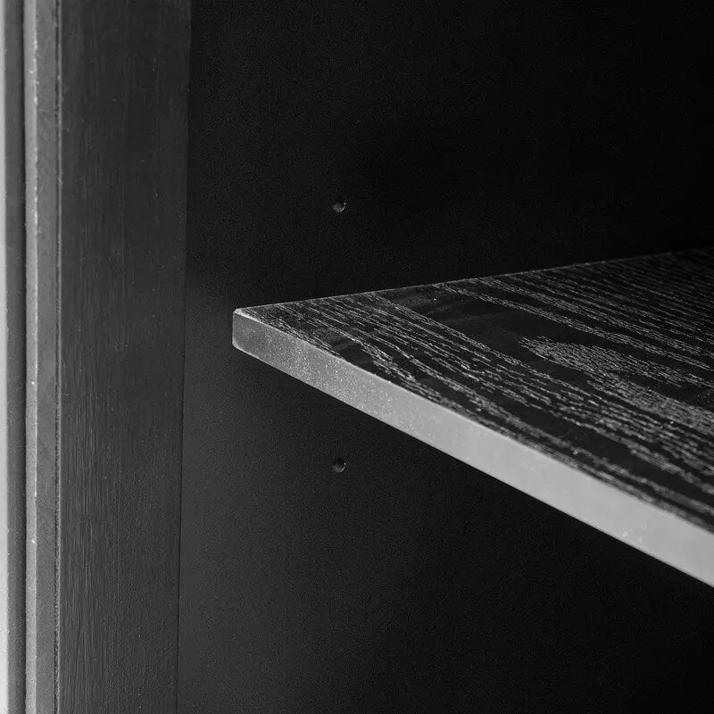 Meuble de rangement en bois avec trois portes en verre trempé et étagère réglable, convient pour le salon, le bureau et l'entrée