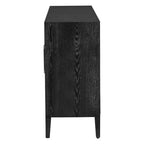 Meuble de rangement en bois avec trois portes en verre trempé et étagère réglable, convient pour le salon, le bureau et l'entrée