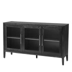 Meuble de rangement en bois avec trois portes en verre trempé et étagère réglable, convient pour le salon, le bureau et l'entrée