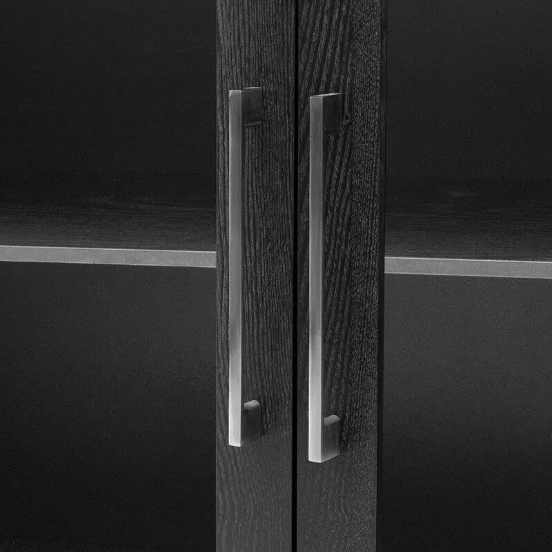 Meuble de rangement en bois avec trois portes en verre trempé et étagère réglable, convient pour le salon, le bureau et l'entrée