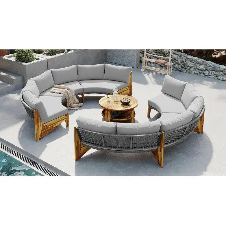 Ensemble de jardin 6 places avec coussins et 1 table basse
