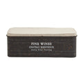 Metal Storage Bench with Cream Burlap Top and Champagne Typography - Brown - Roche River Decor - 16W x 48L x 17H