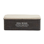 Metal Storage Bench with Cream Burlap Top and Champagne Typography - Brown - Roche River Decor - 16W x 48L x 17H