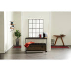 Banc de rangement en métal patiné avec similicuir capitonné noir - Lot de 3 marron - Roche River Decor - 16L x 48P x 21H