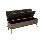 Banc de rangement en métal avec similicuir capitonné - Noir - Roche River Decor - 19L x 54P x 31H