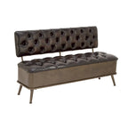 Banc de rangement en métal avec similicuir capitonné - Noir - Roche River Decor - 19L x 54P x 31H