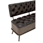 Banc de rangement en métal avec similicuir capitonné - Noir - Roche River Decor - 19L x 54P x 31H