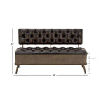 Banc de rangement en métal avec similicuir capitonné - Noir - Roche River Decor - 19L x 54P x 31H