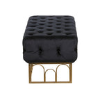 Banc en métal avec base dorée - Noir - Roche River Decor - 20L x 49P x 18H