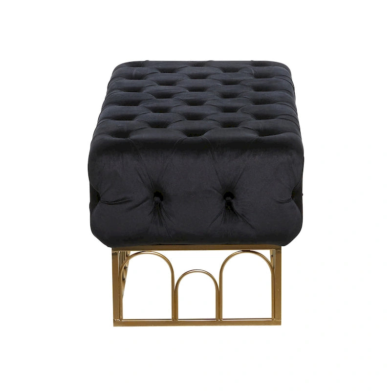 Banc en métal avec base dorée - Noir - Roche River Decor - 20L x 49P x 18H