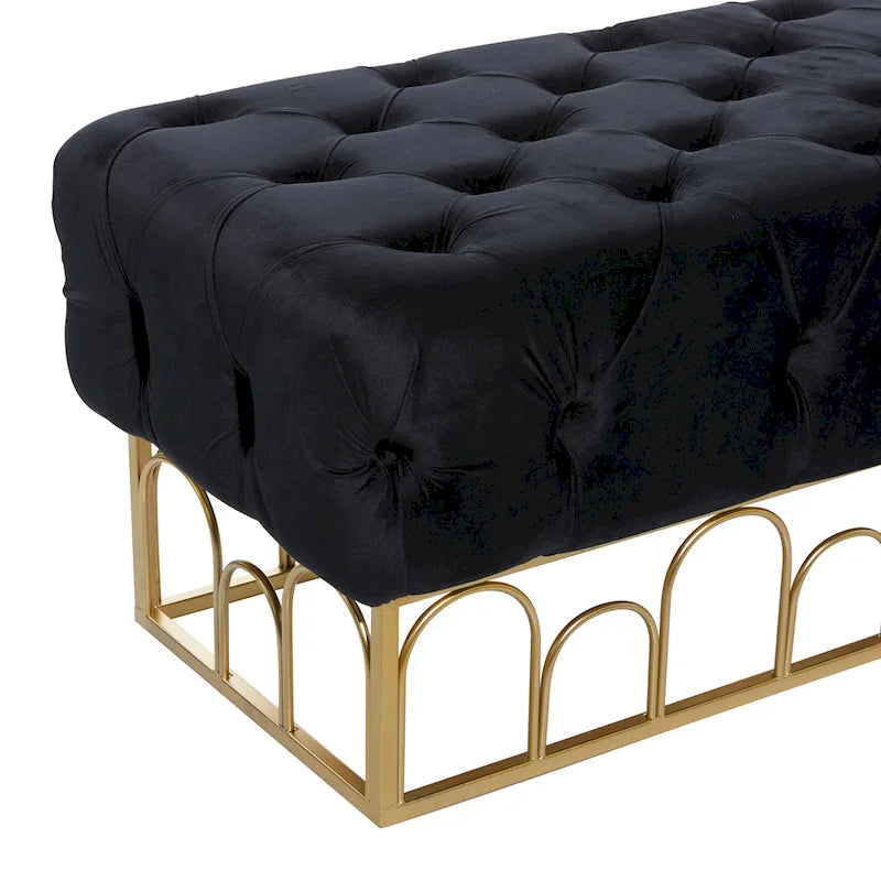 Banc en métal avec base dorée - Noir - Roche River Decor - 20L x 49P x 18H