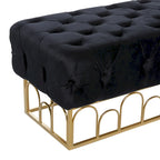 Banc en métal avec base dorée - Noir - Roche River Decor - 20L x 49P x 18H