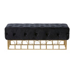 Banc en métal avec base dorée - Noir - Roche River Decor - 20L x 49P x 18H