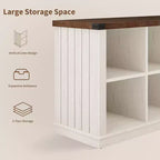 Étagère de rangement à 8 cubes, bibliothèque horizontale de style ferme, bibliothèque de rangement en bois de 157 cm pour entrée, étagères basses et longues pour salon