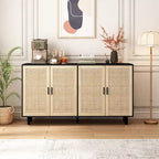 4-Door Rattan Decorative Storage Cabinet - N/A