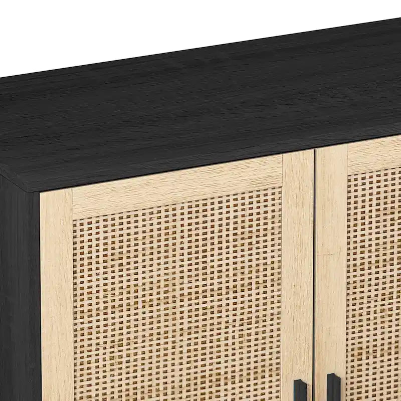 Meuble de rangement décoratif 4 portes en rotin - S.O.