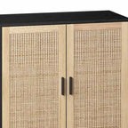 Meuble de rangement décoratif 4 portes en rotin - S.O.