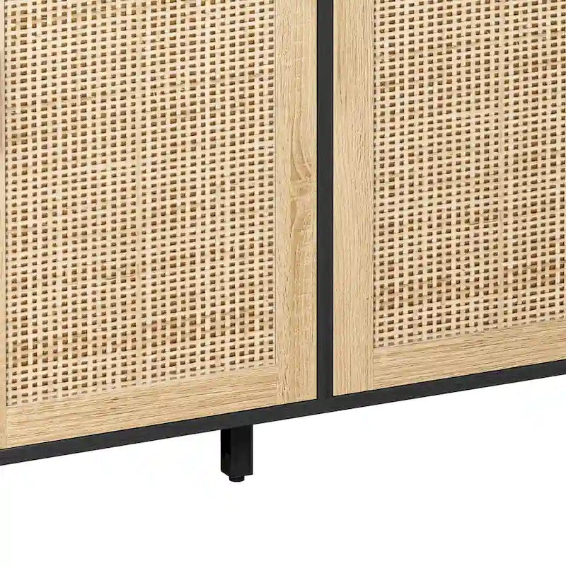 Meuble de rangement décoratif 4 portes en rotin - S.O.