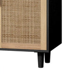 Meuble de rangement décoratif 4 portes en rotin - S.O.