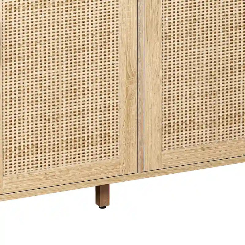 Meuble de rangement décoratif 4 portes en rotin - S.O.