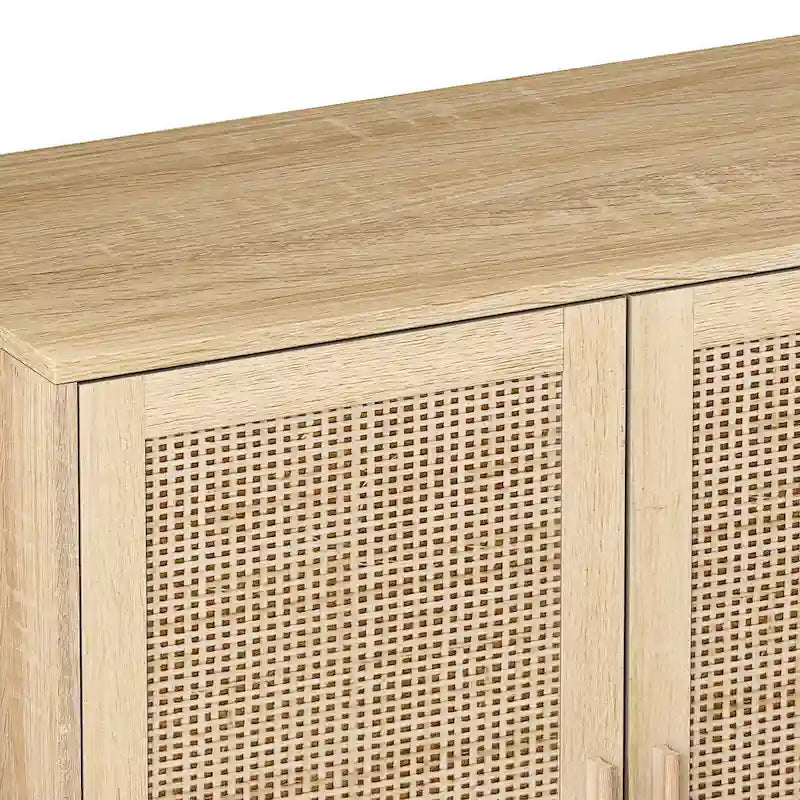 Meuble de rangement décoratif 4 portes en rotin - S.O.