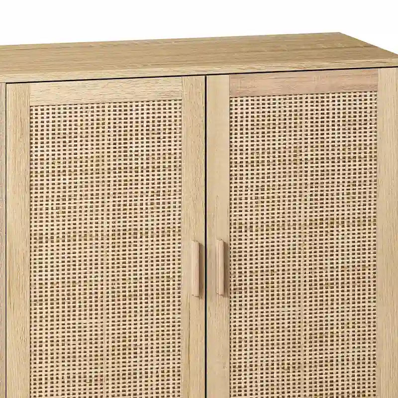 Meuble de rangement décoratif 4 portes en rotin - S.O.