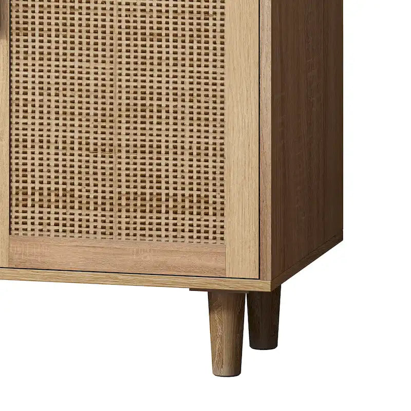 Meuble de rangement décoratif 4 portes en rotin - S.O.