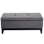 HomCom Banc de rangement ottoman rectangulaire 42" en tissu de lin avec plateau - Gris