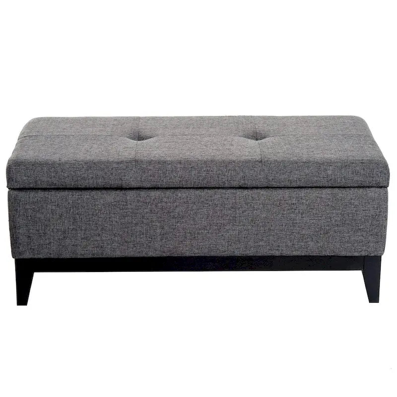HomCom Banc de rangement ottoman rectangulaire 42" en tissu de lin avec plateau - Gris