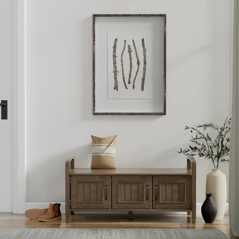 WYNDENHALL Rowan Banc de rangement de transition en bois massif 44 pouces de large, brun fumé - 18p x 44L x 22H