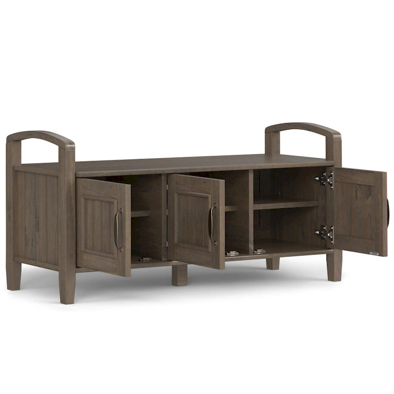 WYNDENHALL Rowan Banc de rangement de transition en bois massif 44 pouces de large, brun fumé - 18p x 44L x 22H