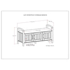 WYNDENHALL Rowan Banc de rangement de transition en bois massif 44 pouces de large, brun fumé - 18p x 44L x 22H