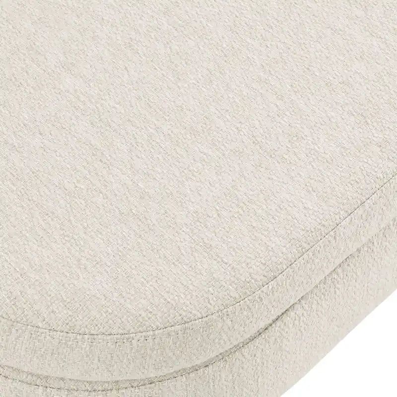 Banc de rangement ottoman ovale avec pieds en bois d'hévéa beige