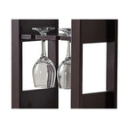 Porte-bouteilles sur pied – Étagère de rangement pour 12 bouteilles avec porte-verres à vin, cerisier