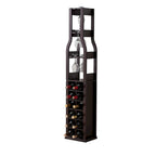 Porte-bouteilles sur pied – Étagère de rangement pour 12 bouteilles avec porte-verres à vin, cerisier