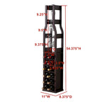 Porte-bouteilles sur pied – Étagère de rangement pour 12 bouteilles avec porte-verres à vin, cerisier